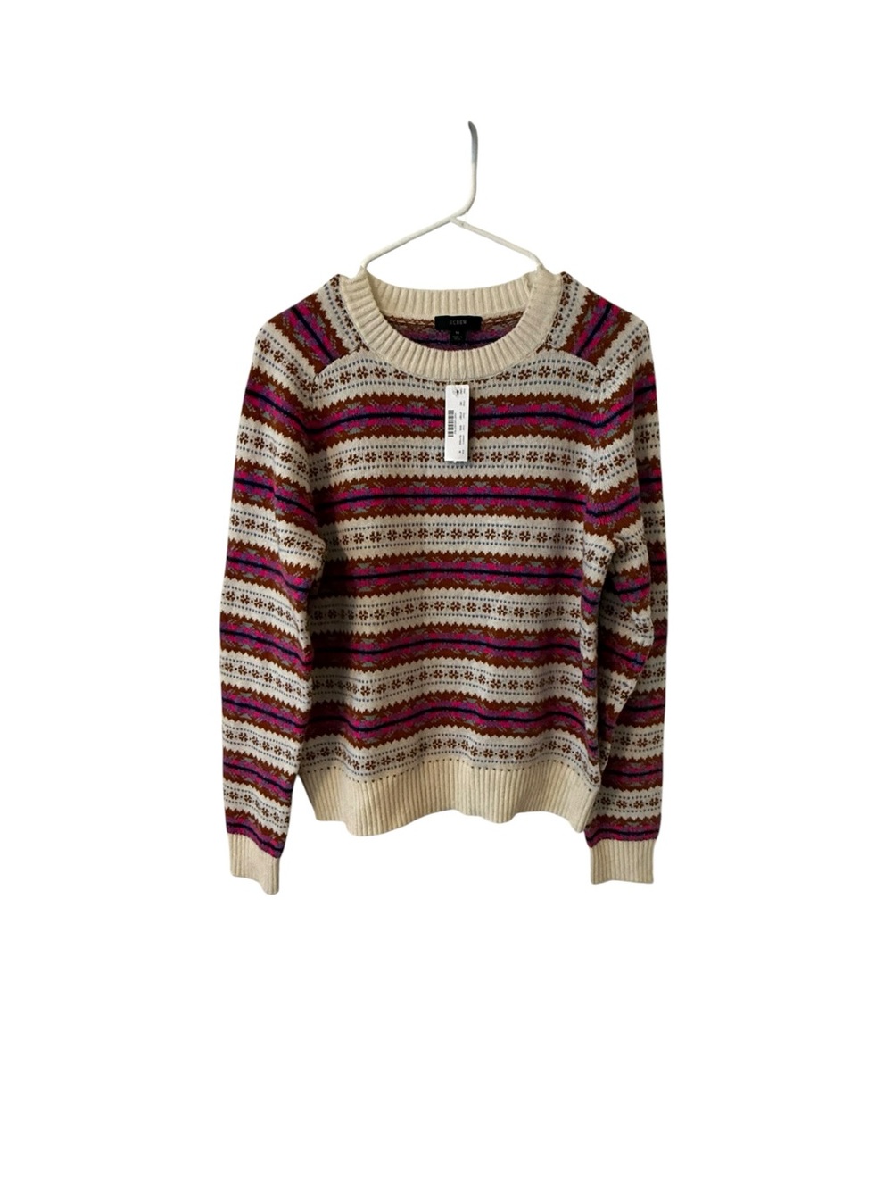 J. Crew Cream Fair Isle Crewneck Sweater NWT size Medium
